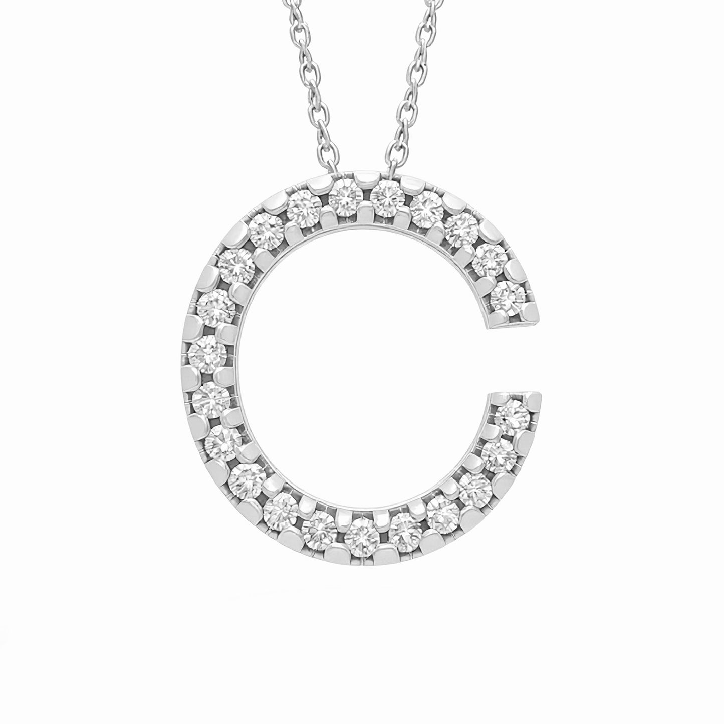 14K White Gold Initial Diamond Necklace