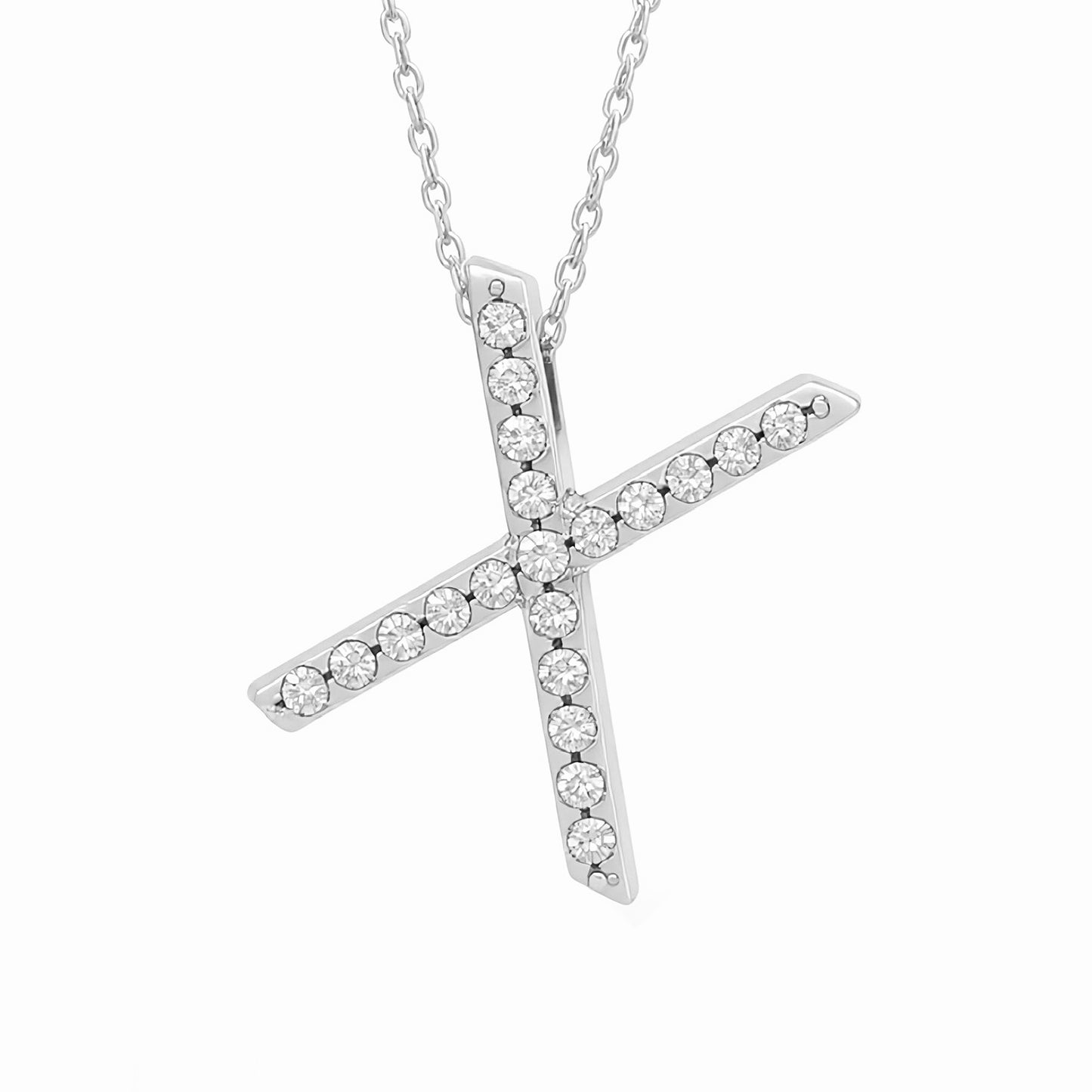 14K White Gold Initial Diamond Necklace