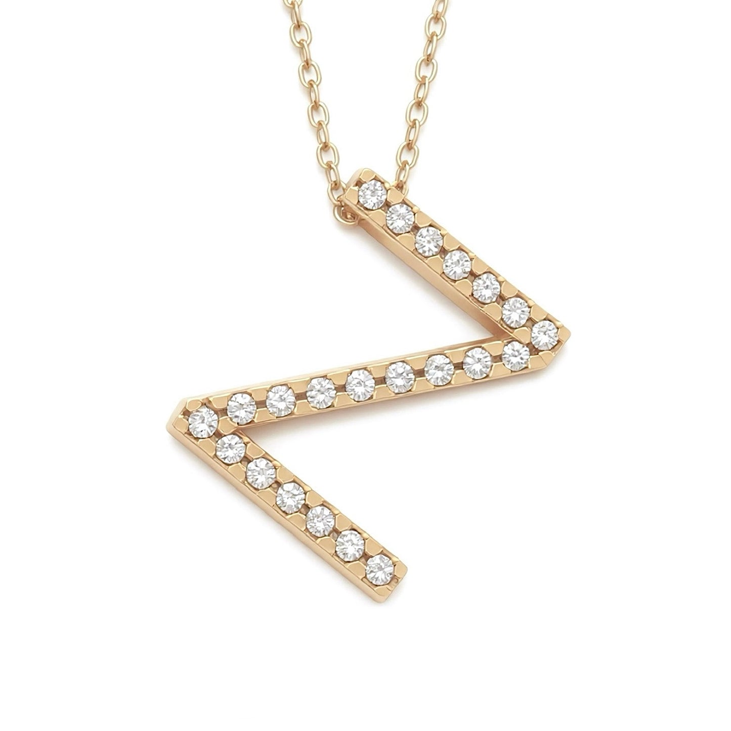 14K Yellow Gold Initial Diamond Necklace