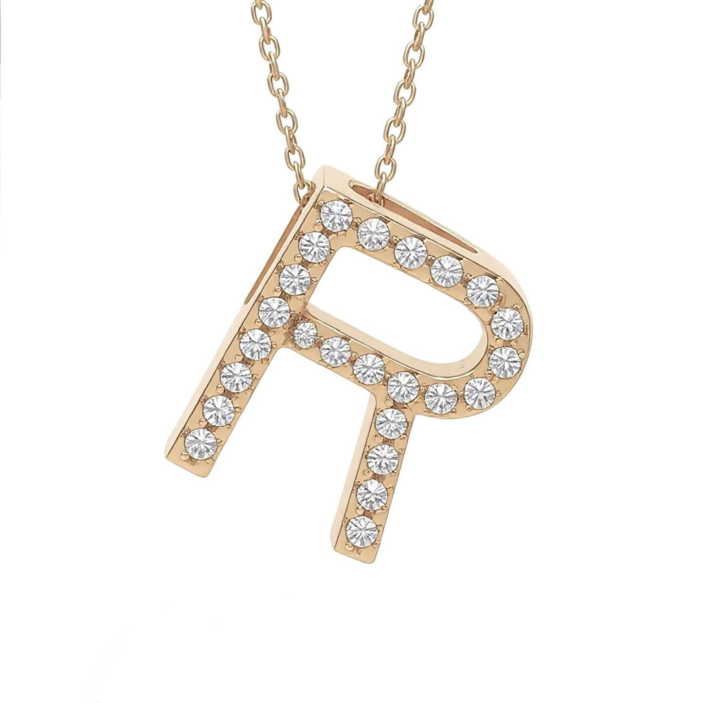 14K Yellow Gold Initial Diamond Necklace