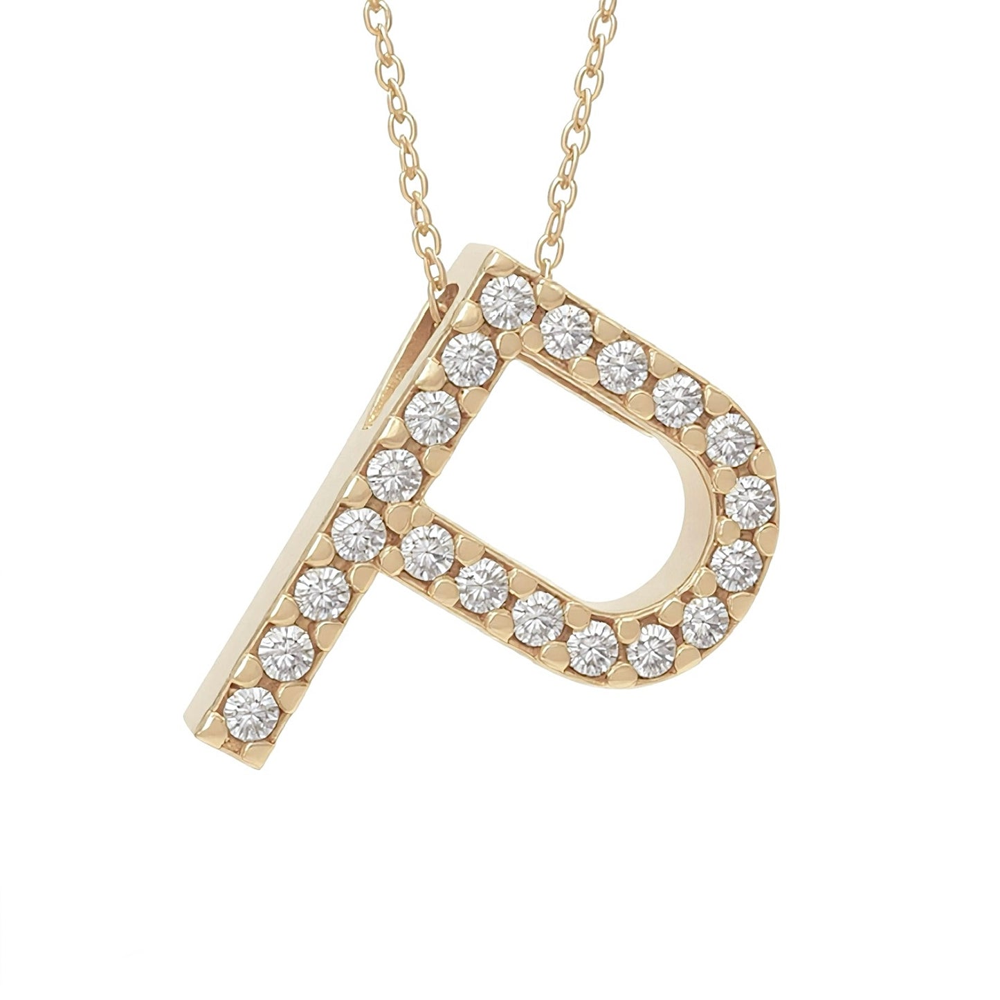 14K Yellow Gold Initial Diamond Necklace