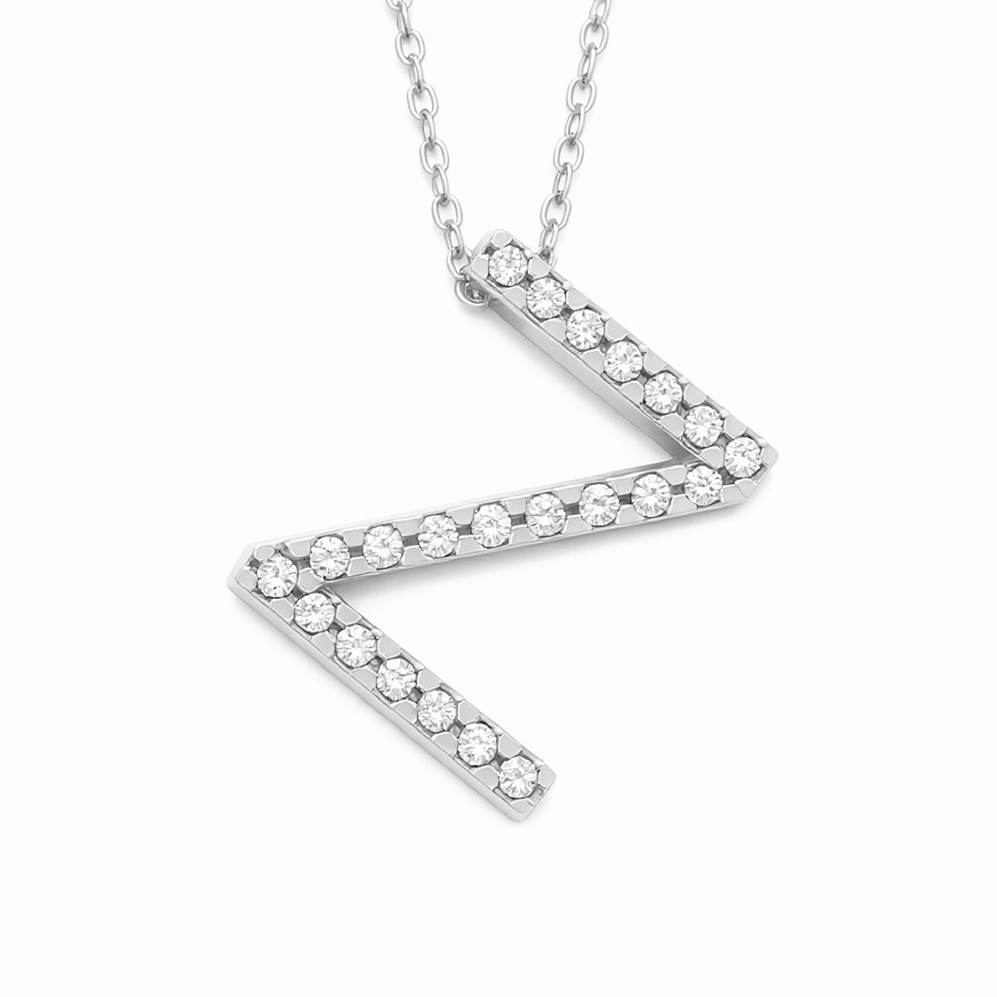 14K White Gold Initial Diamond Necklace