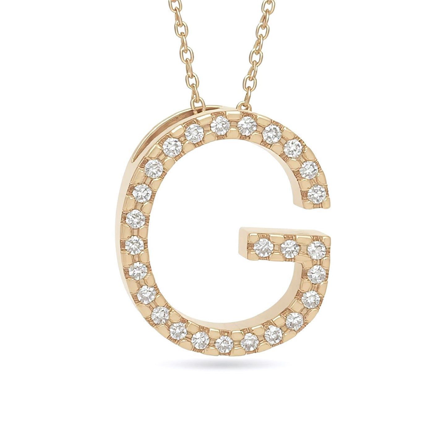 14K Yellow Gold Initial Diamond Necklace