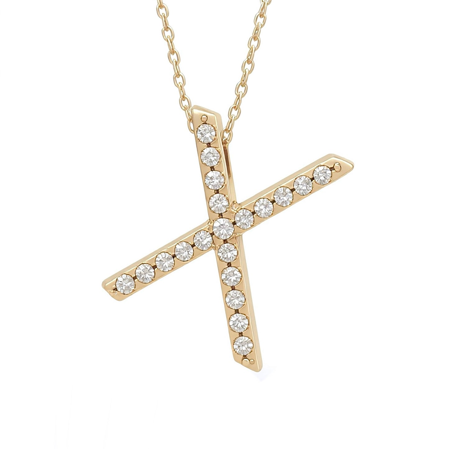 14K Yellow Gold Initial Diamond Necklace