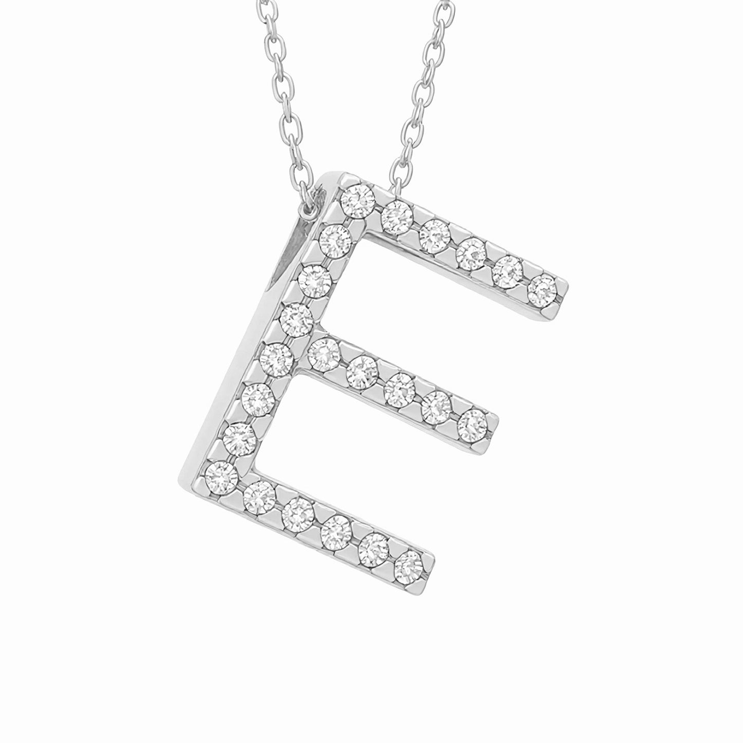 14K White Gold Initial Diamond Necklace