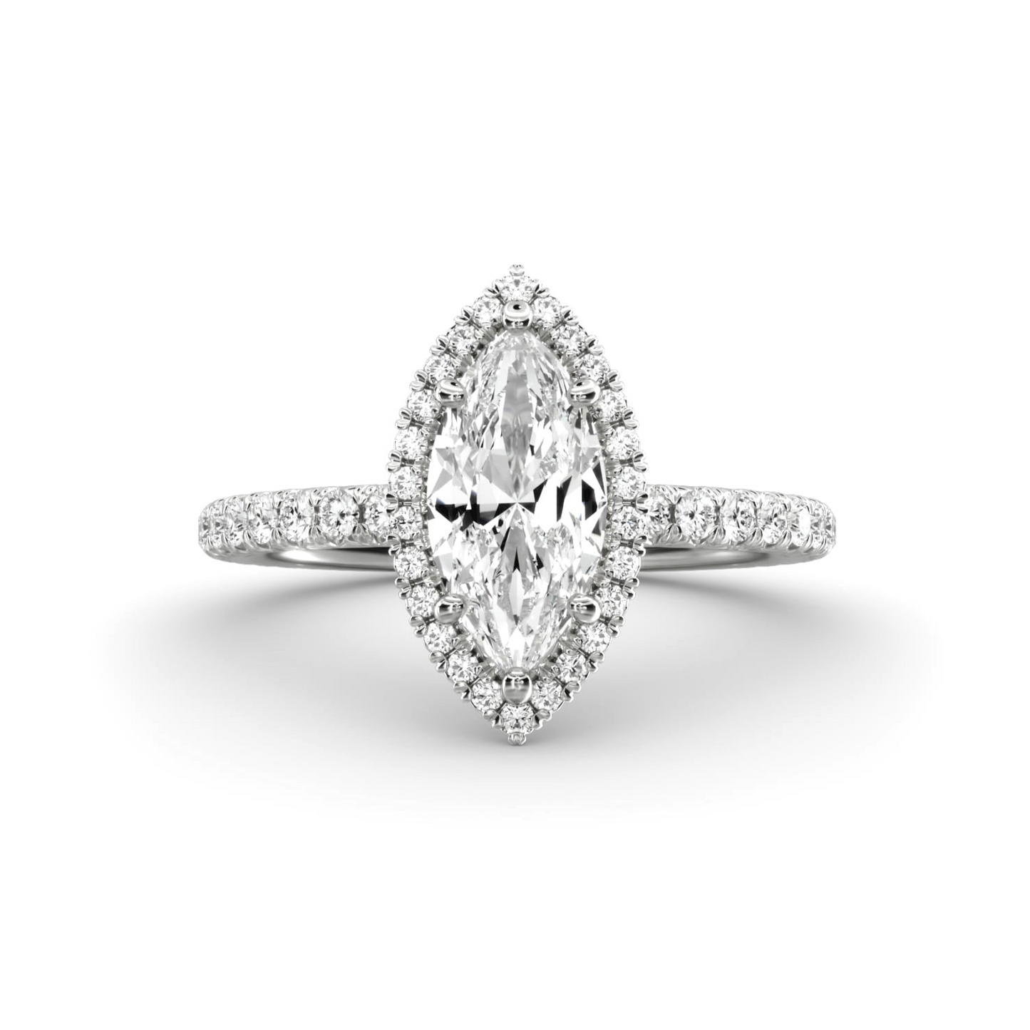 0.52 Ct. 14K White Gold Halo Diamond Engagement Ring