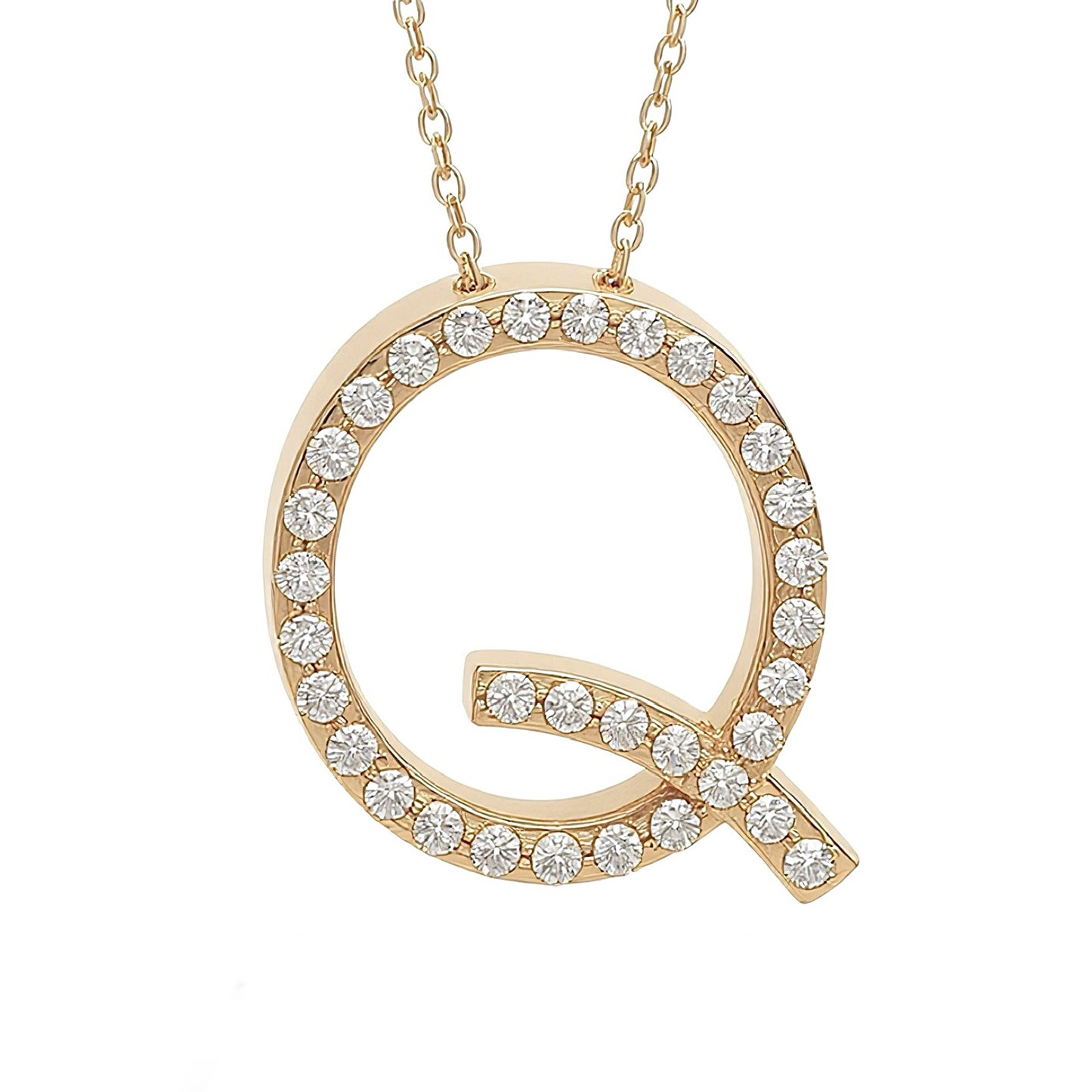 14K Yellow Gold Initial Diamond Necklace