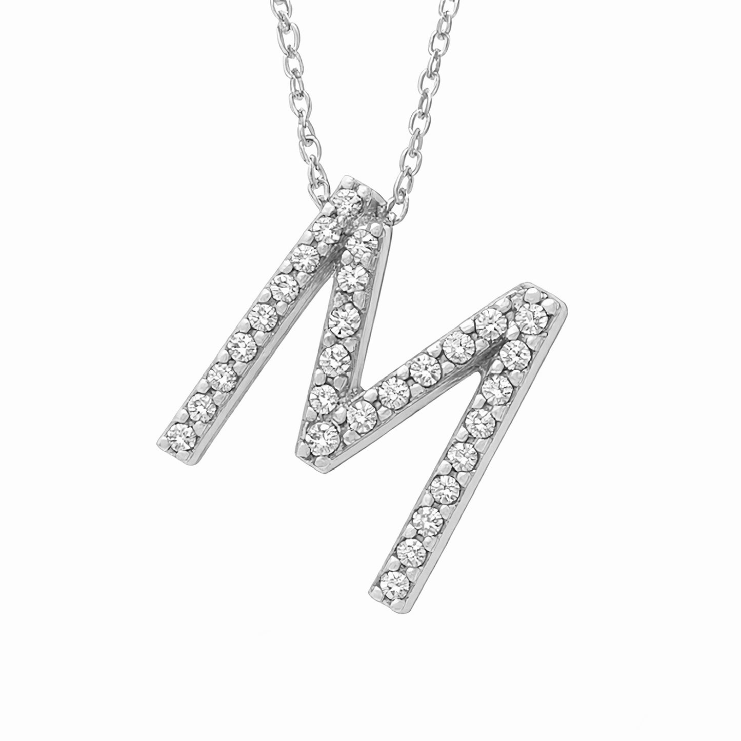 14K White Gold Initial Diamond Necklace