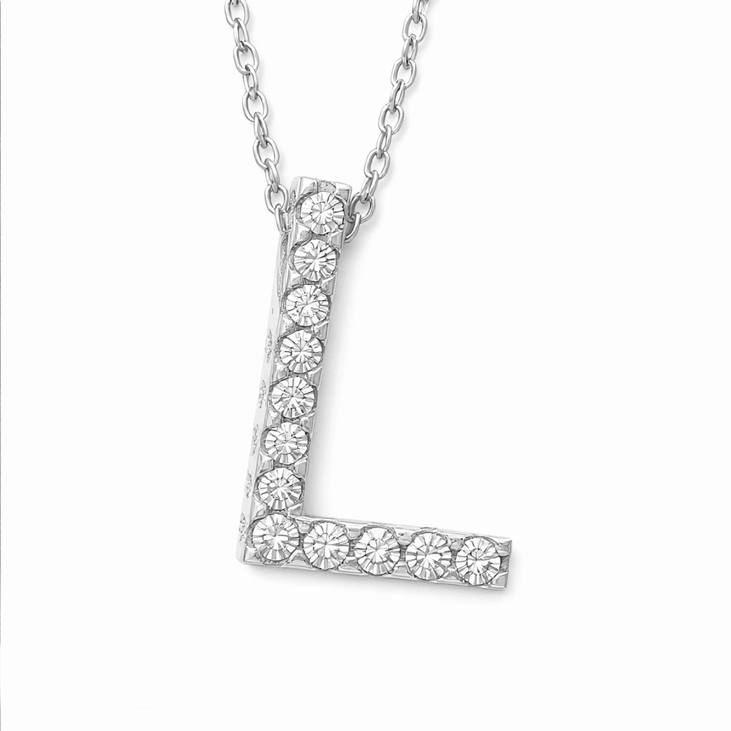 14K White Gold Initial Diamond Necklace