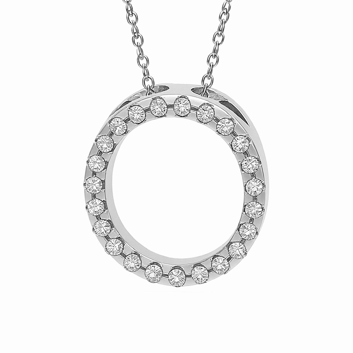 14K White Gold Initial Diamond Necklace