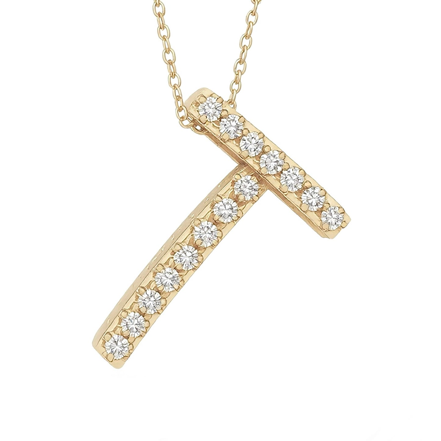 14K Yellow Gold Initial Diamond Necklace