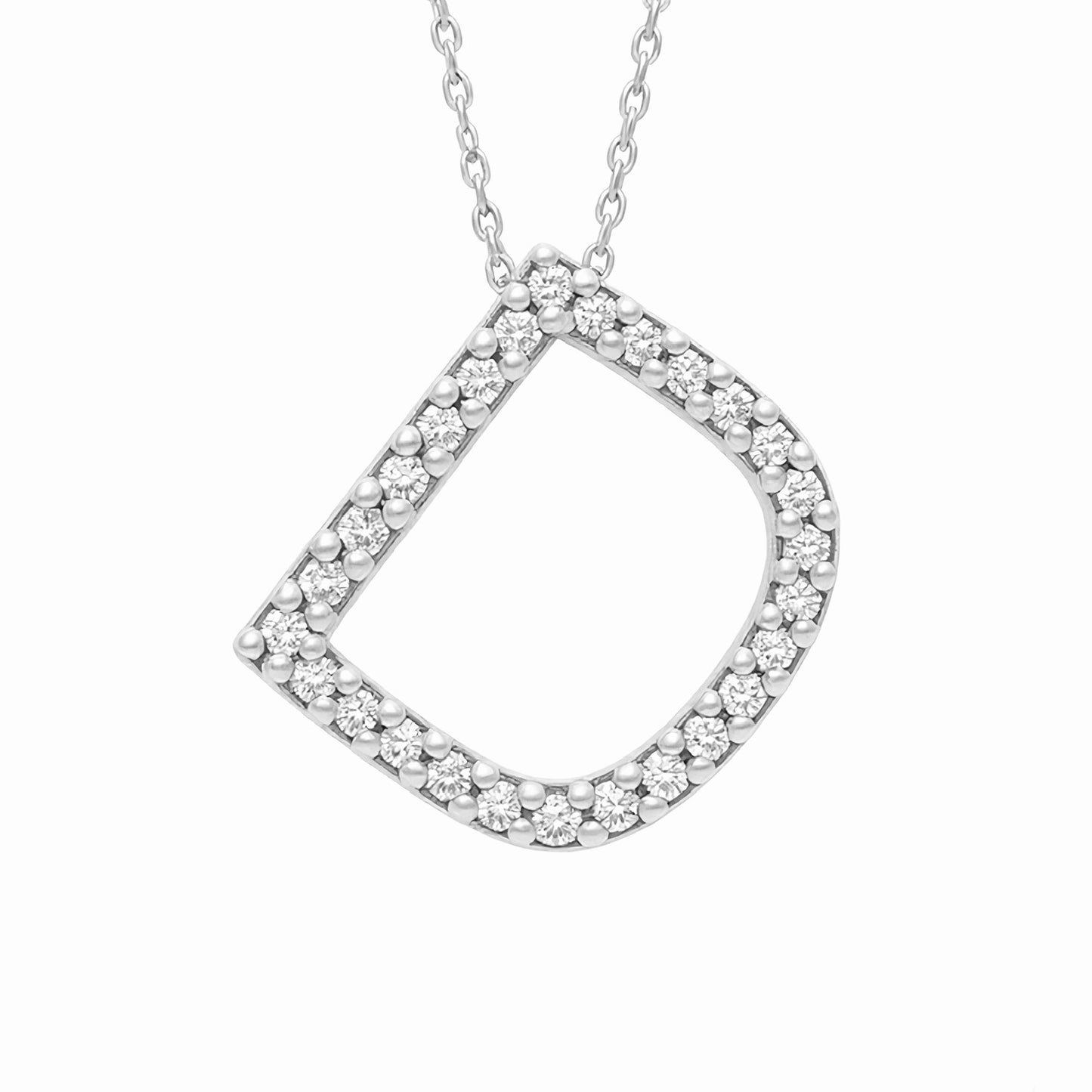 14K White Gold Initial Diamond Necklace