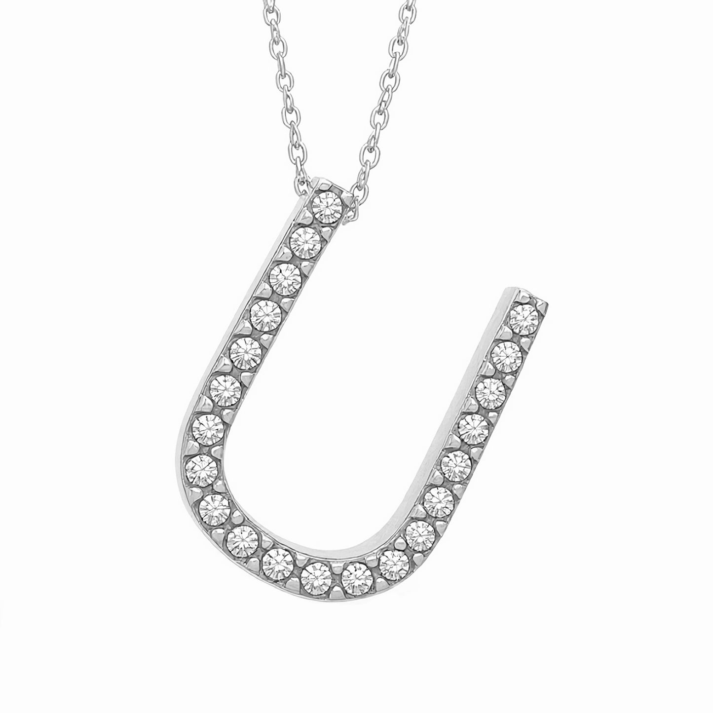 14K White Gold Initial Diamond Necklace