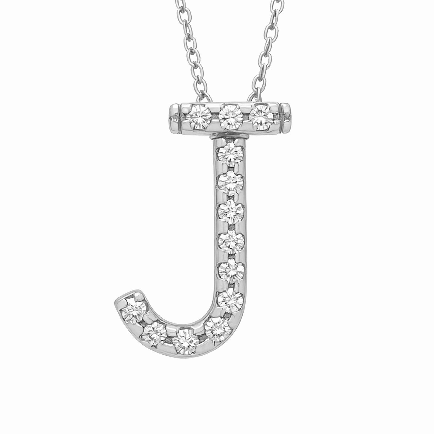 14K White Gold Initial Diamond Necklace