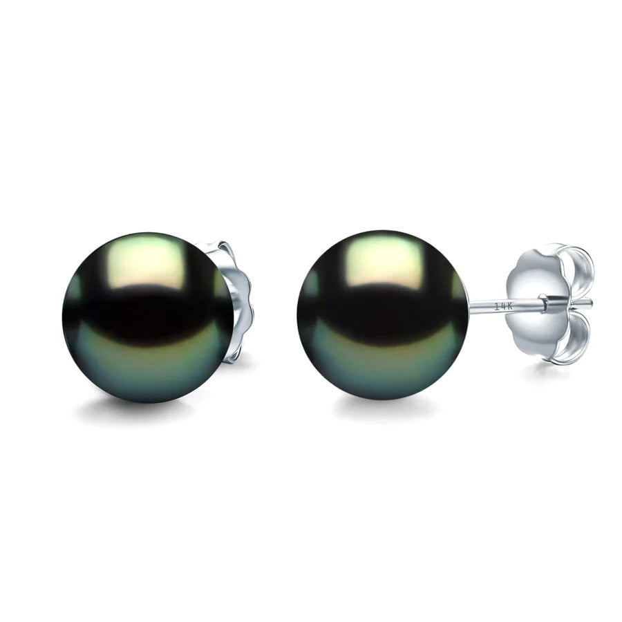 14K Gold Premium Tahitian Pearl Stud Earrings