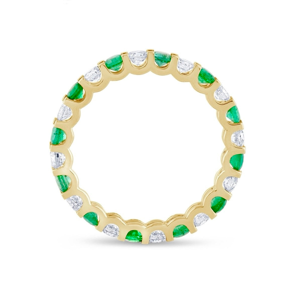 14K Yellow Gold Diamond and Emerald Eternity Ring