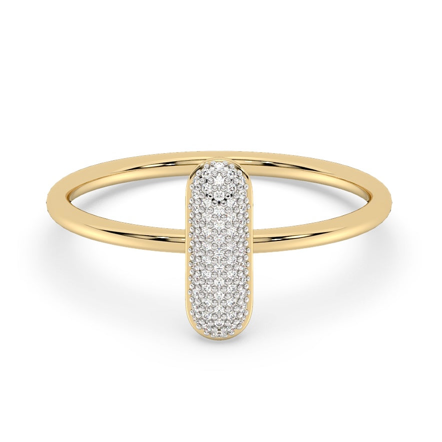 14K Yellow Gold Diamond Vertical Bar Ring