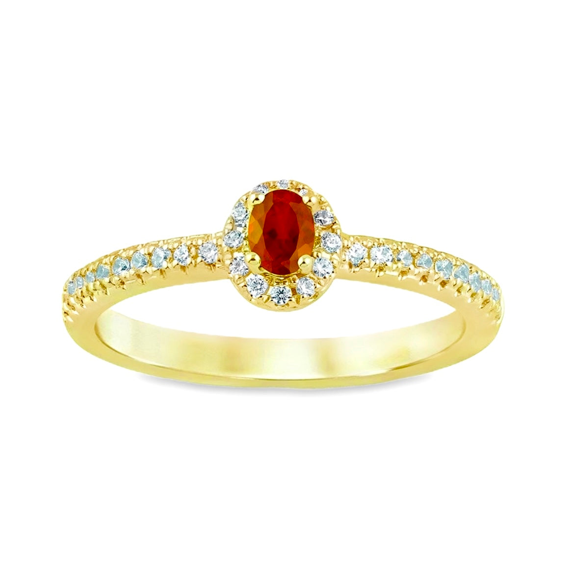 14K Yellow Gold Oval Ruby and Diamond Ring