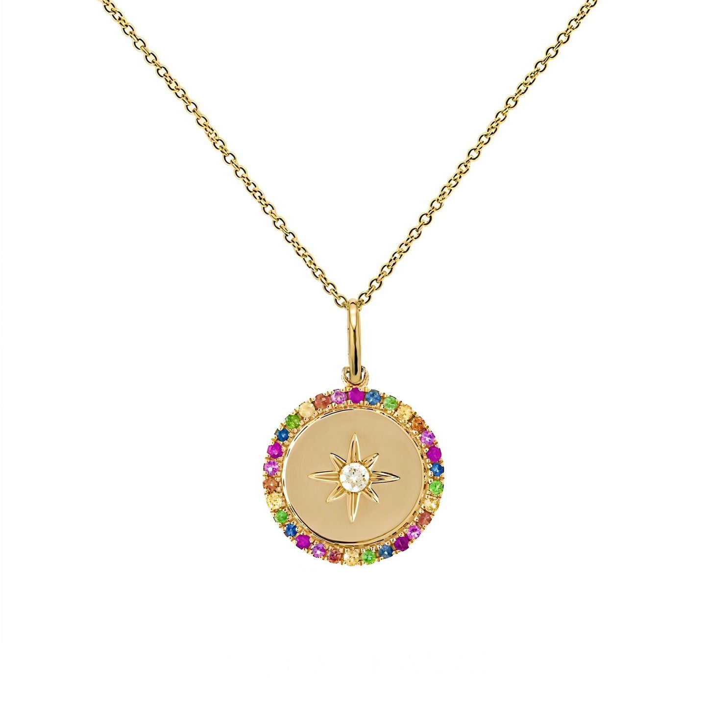 14K Yellow Gold Rainbow Star Necklace