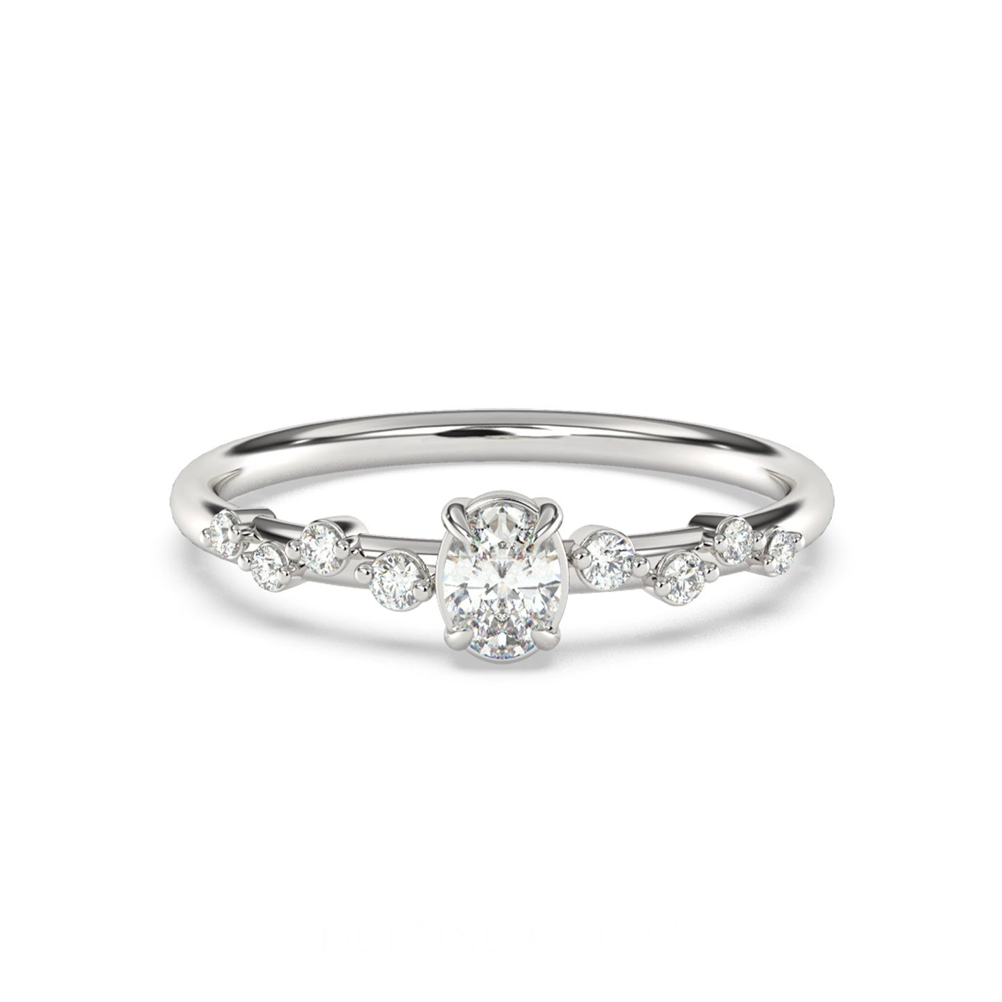 14K White Gold Oval Diamond Anniversary Ring