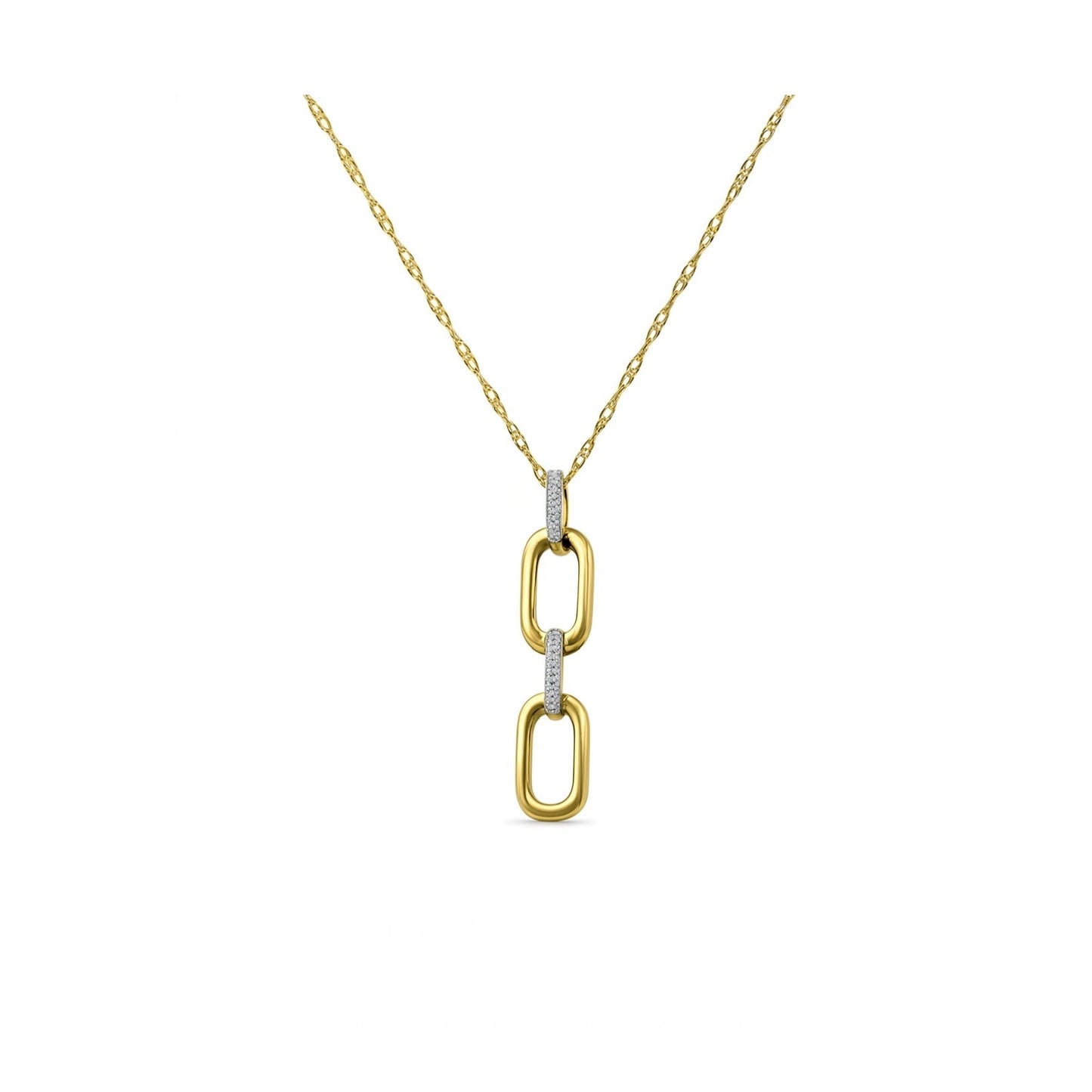 14K Yellow Gold Diamond Paperclip Necklace