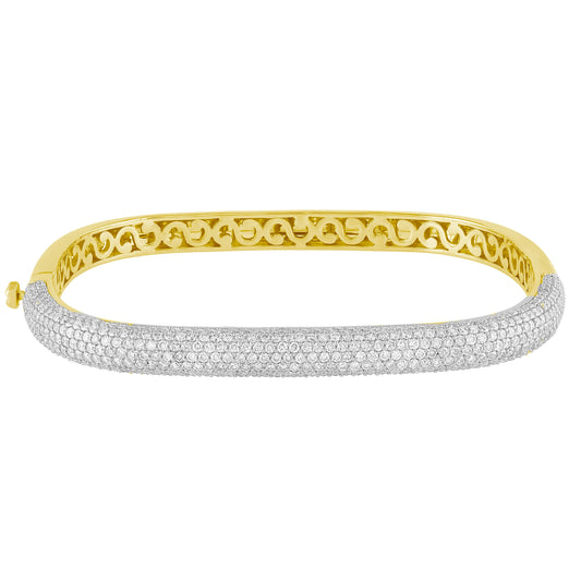 14K Gold Diamond Pave Square Bangle Bracelet