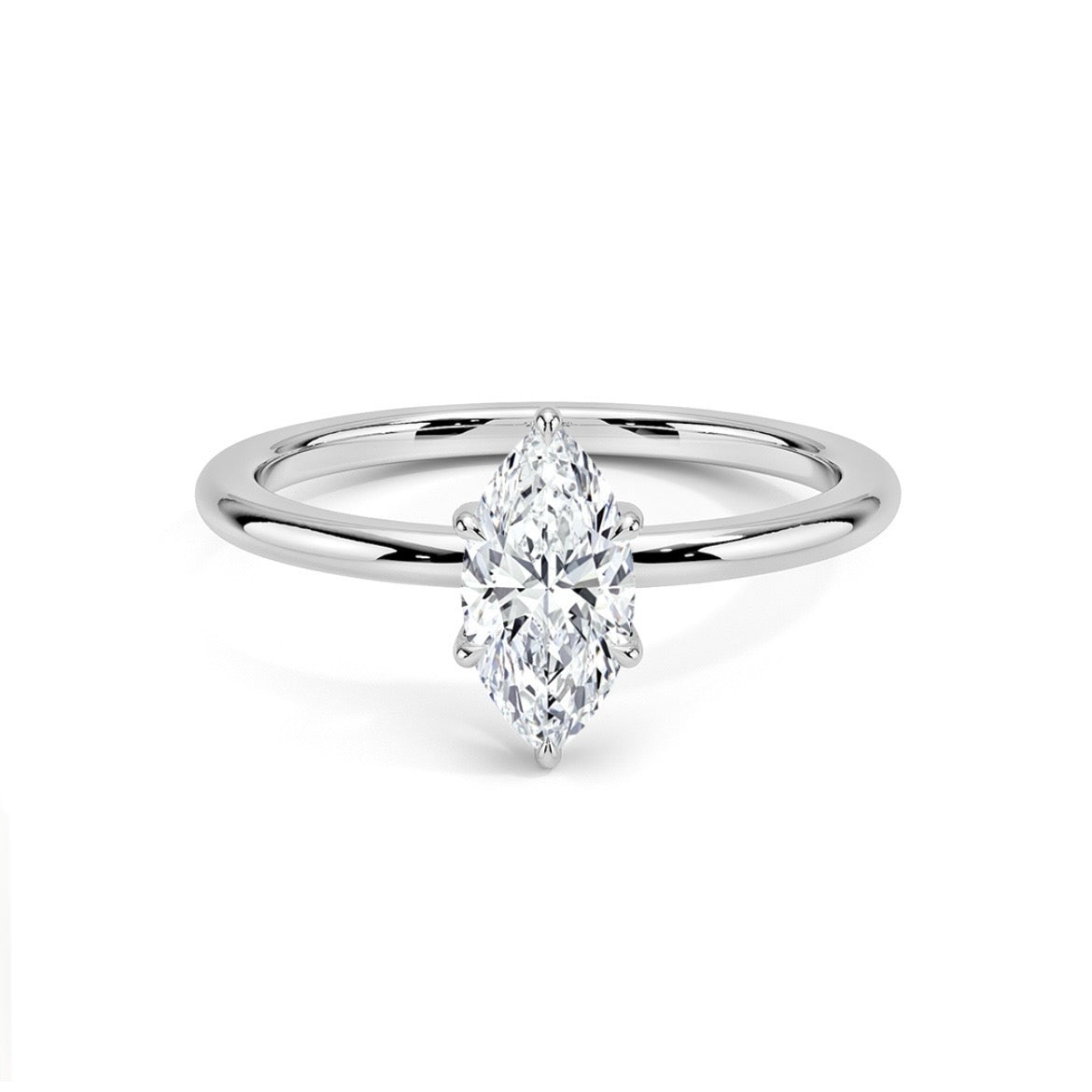 14K White Gold Solitaire Diamond Semi Mount Engagement Ring