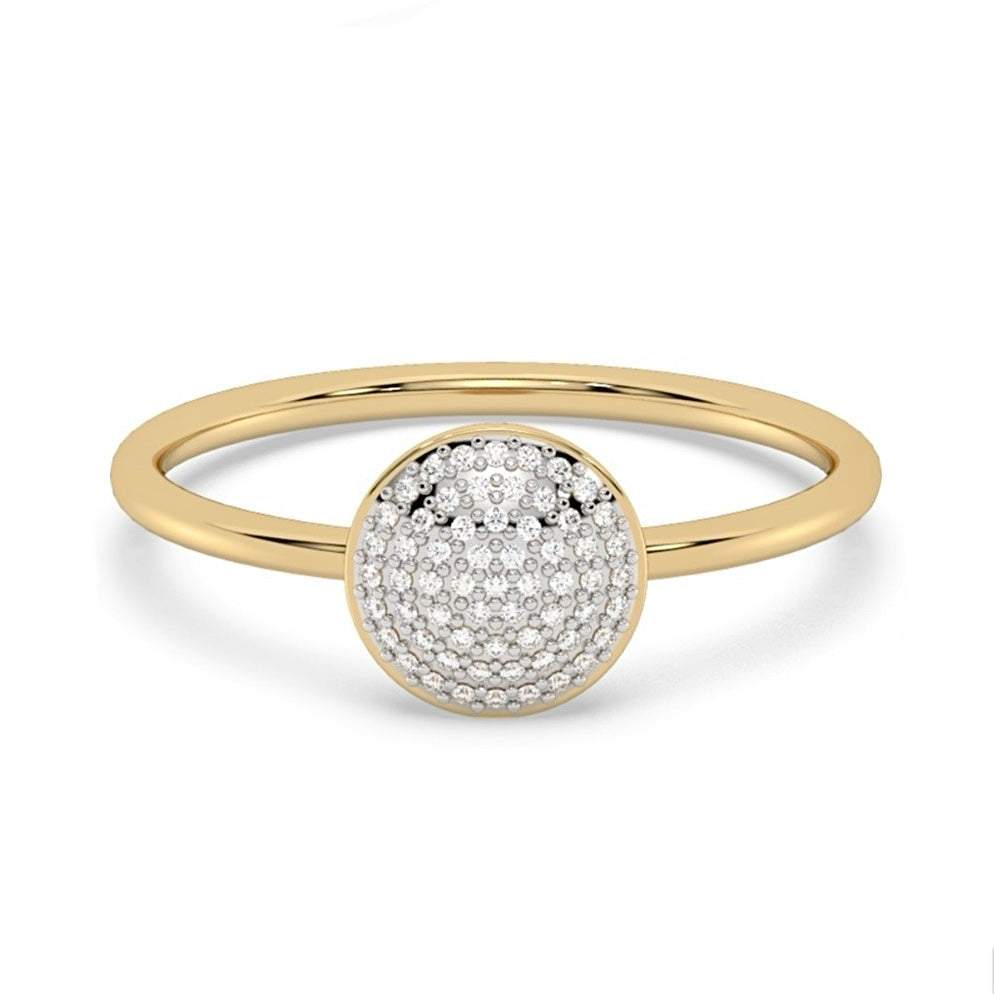 14K Yellow Gold Diamond Disc Ring