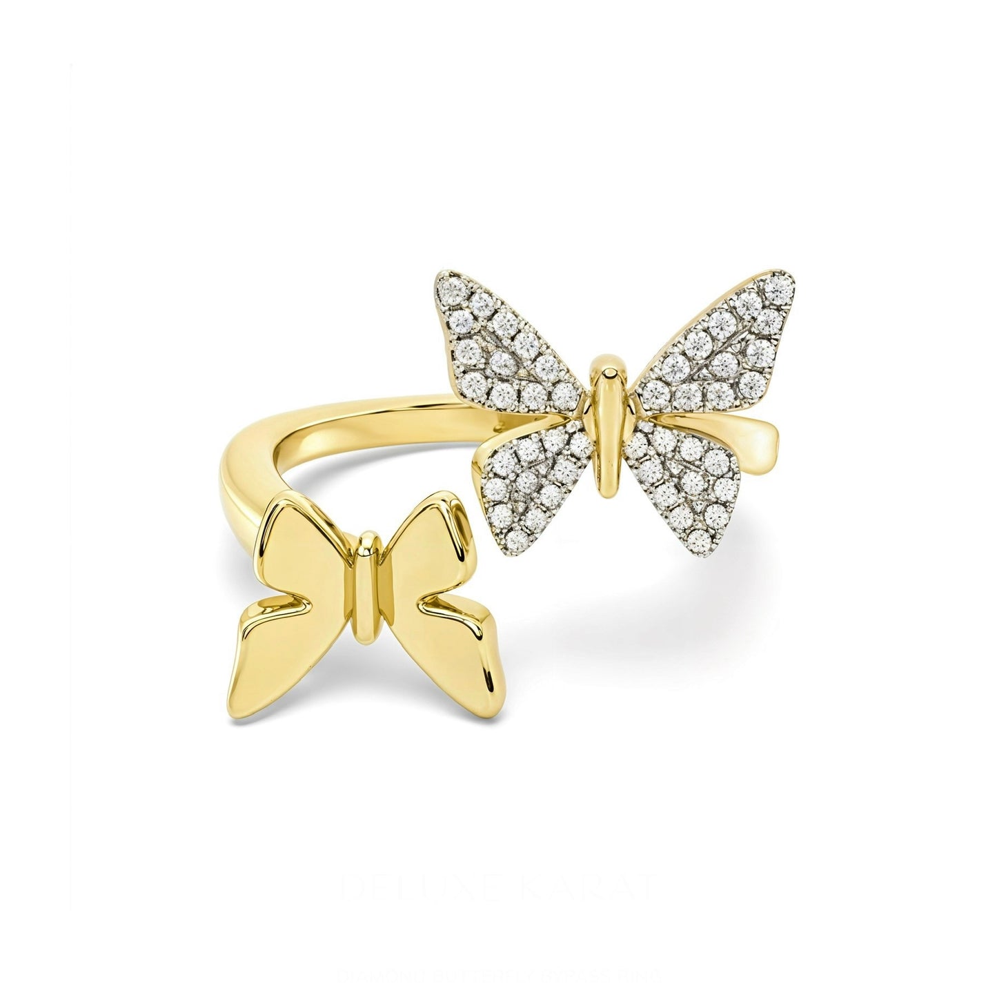 14K Yellow Gold Diamond Butterfly Ring