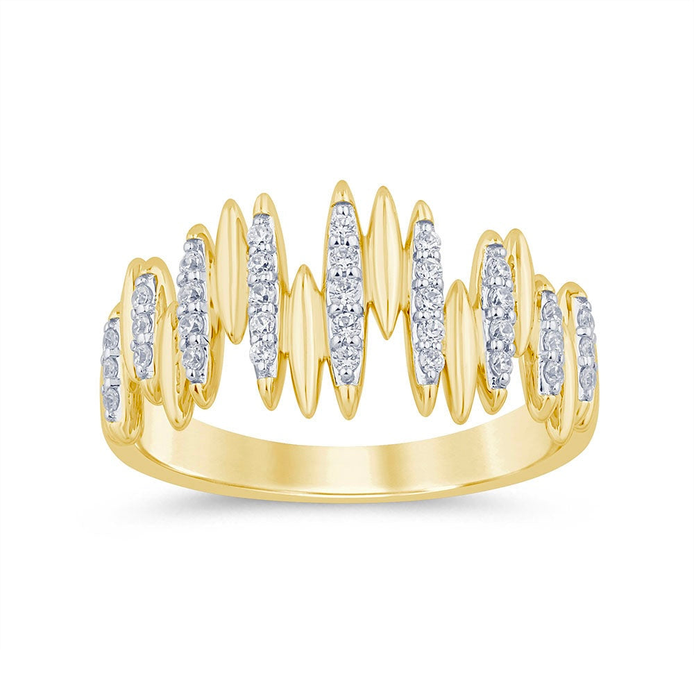 14K Yellow Gold Diamond Zigzag Ring