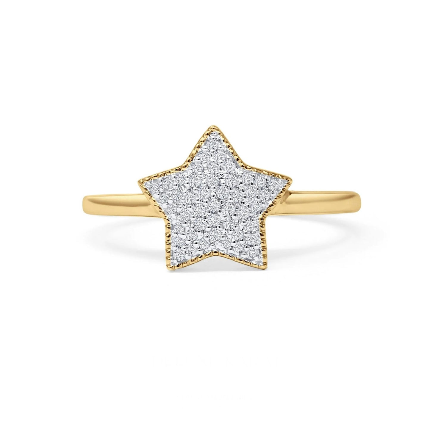 14K Yellow Gold Clustered Diamond Star Ring