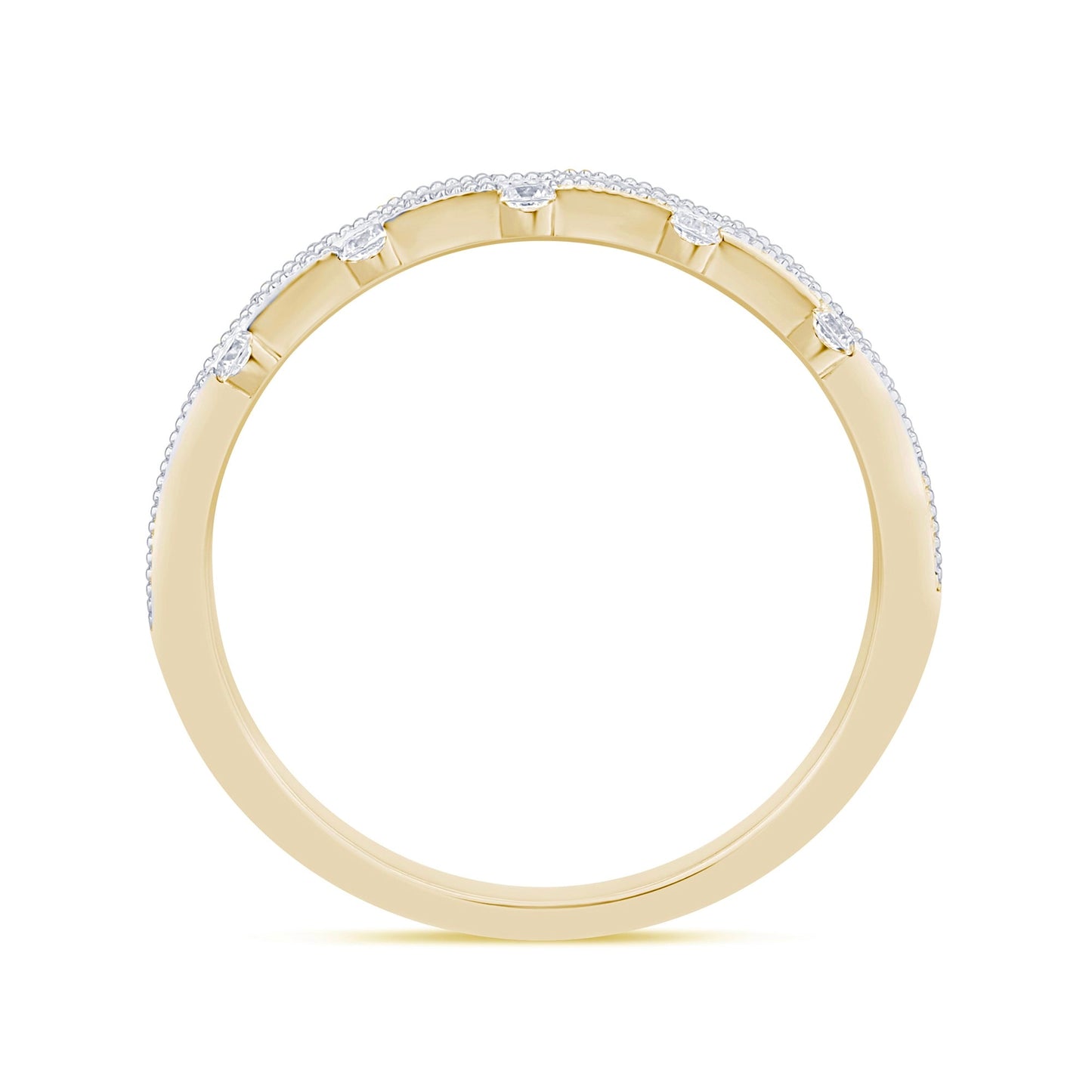 14K Yellow Gold Diamond Beads Ring