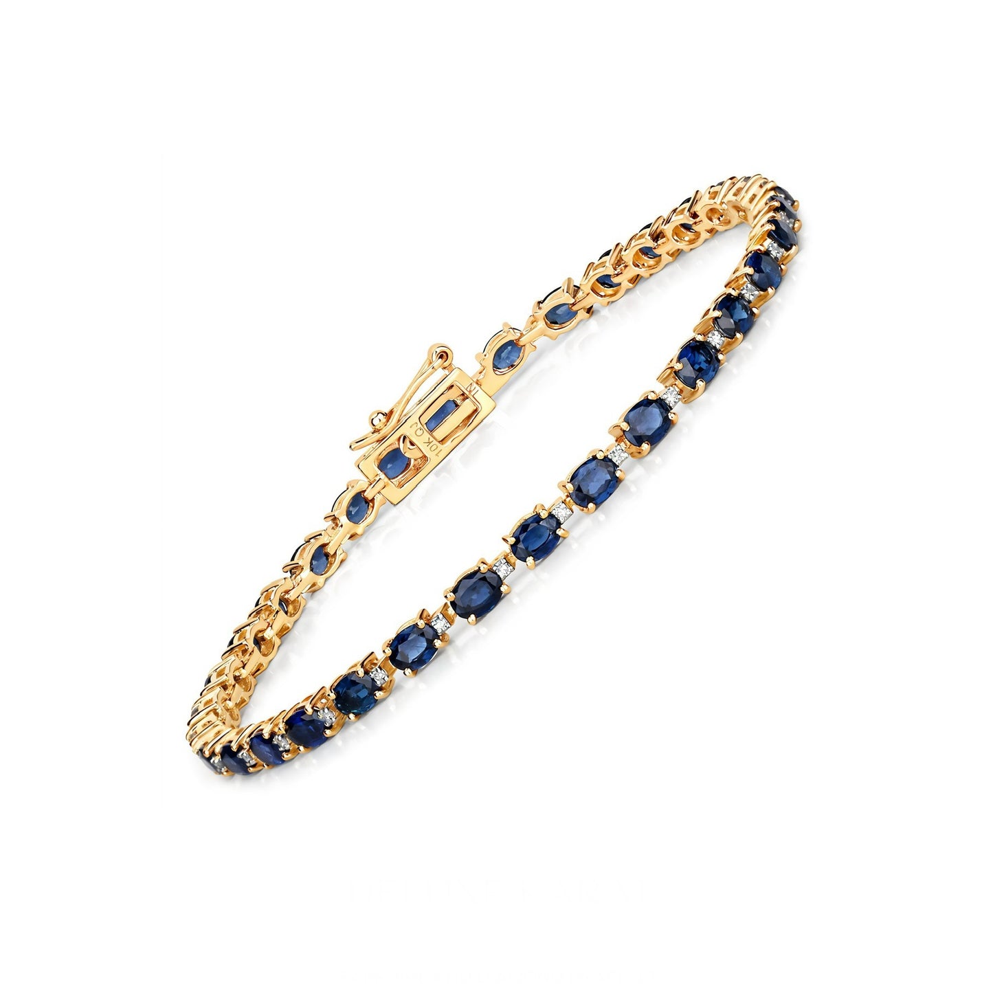 10K Yellow Gold Sapphire and Diamond Statement Bracelet
