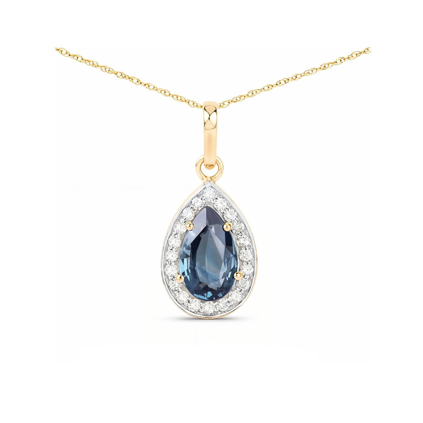 14K Yellow Gold Sapphire and Diamond Statement Pendant