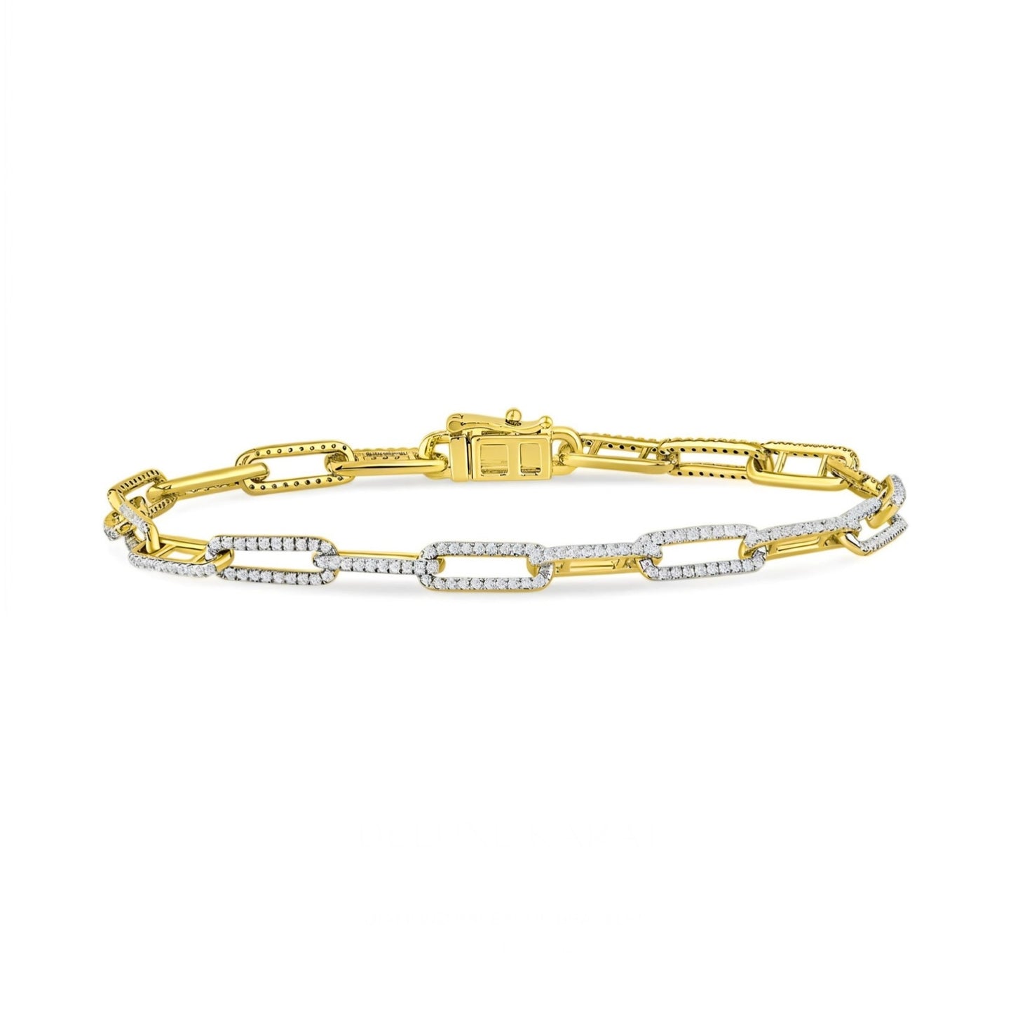 14K Yellow Gold Paperclip Diamond Bracelet