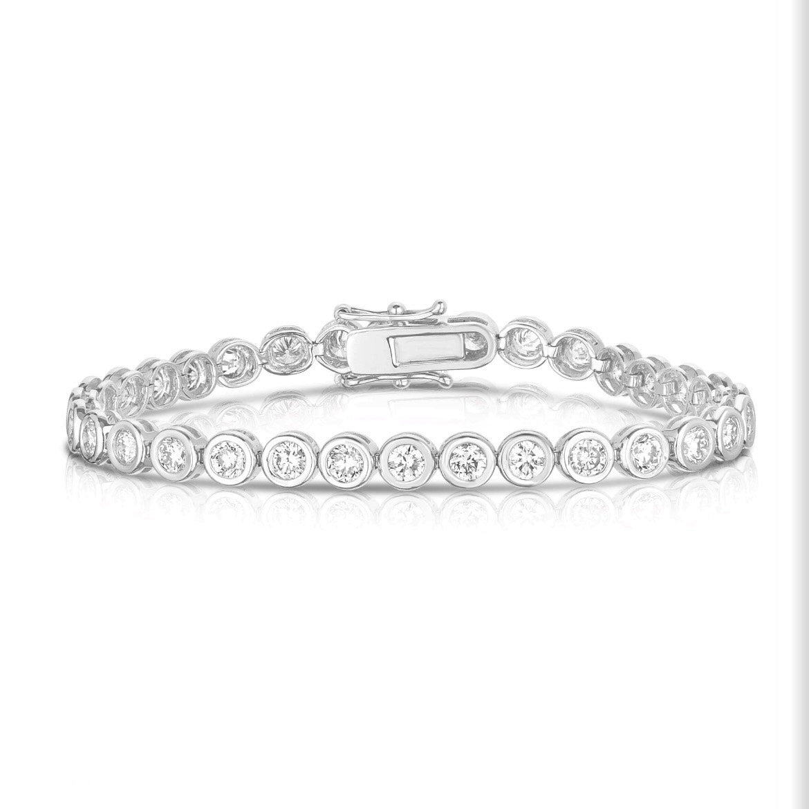 14K White Gold Diamond Classic Bezel Tennis Bracelet