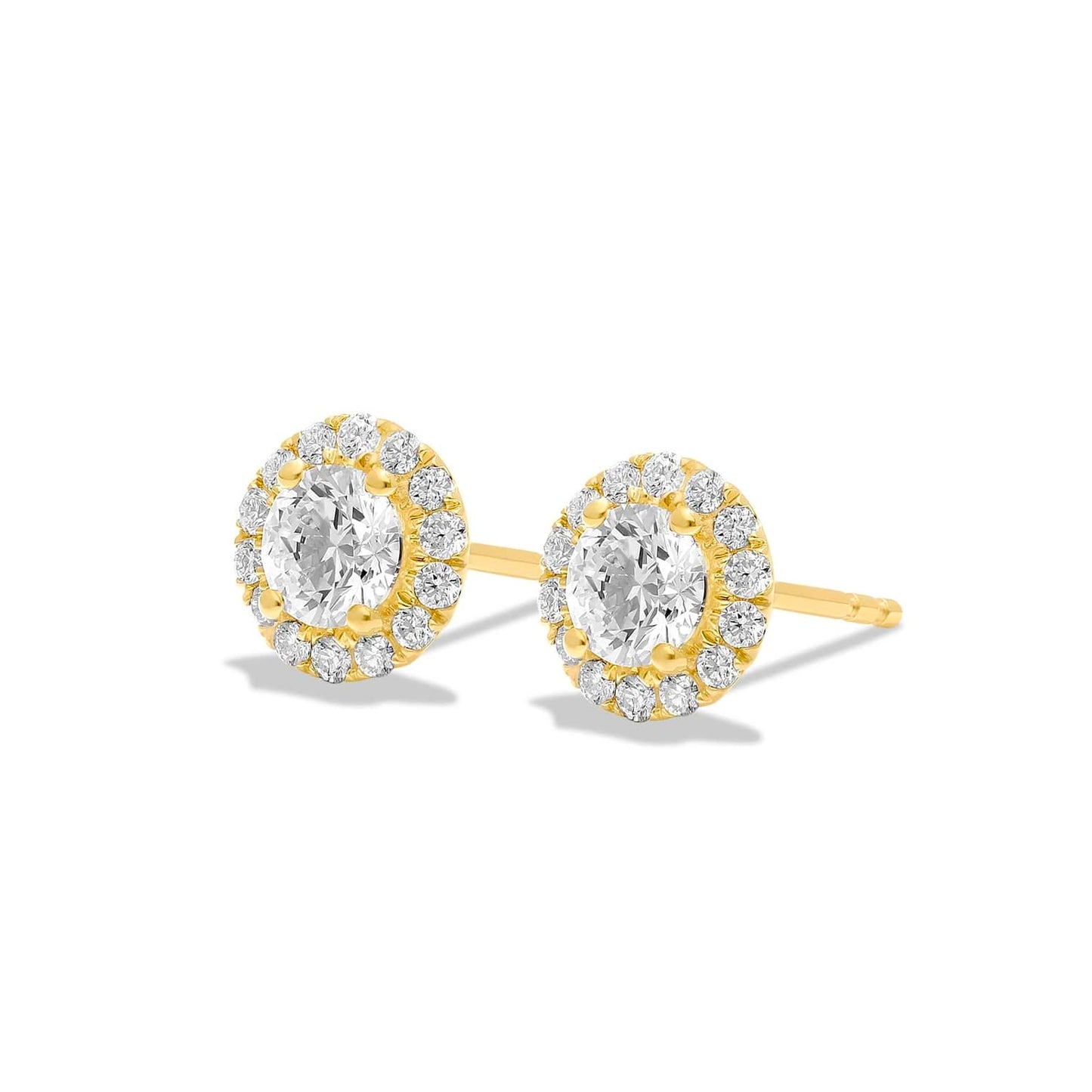 0.95 Cttw. 18K Yellow Gold Halo Diamond Stud Earrings