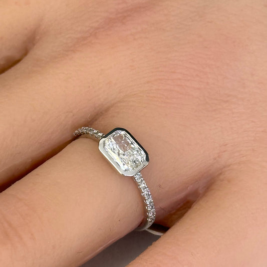 14K White Gold Bezel-Set Diamond Fashion Ring