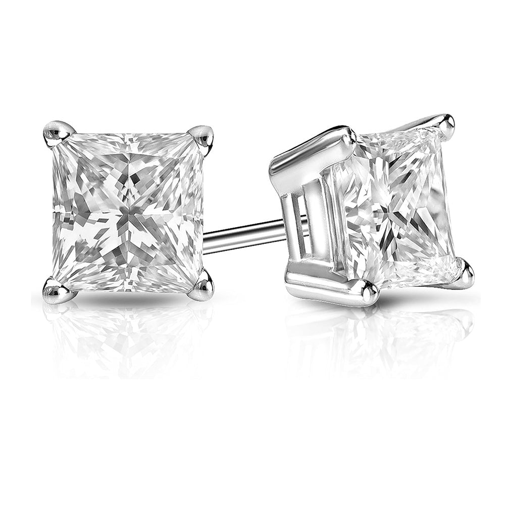 1.42 Cttw. 14K White Gold Diamond Stud Earrings