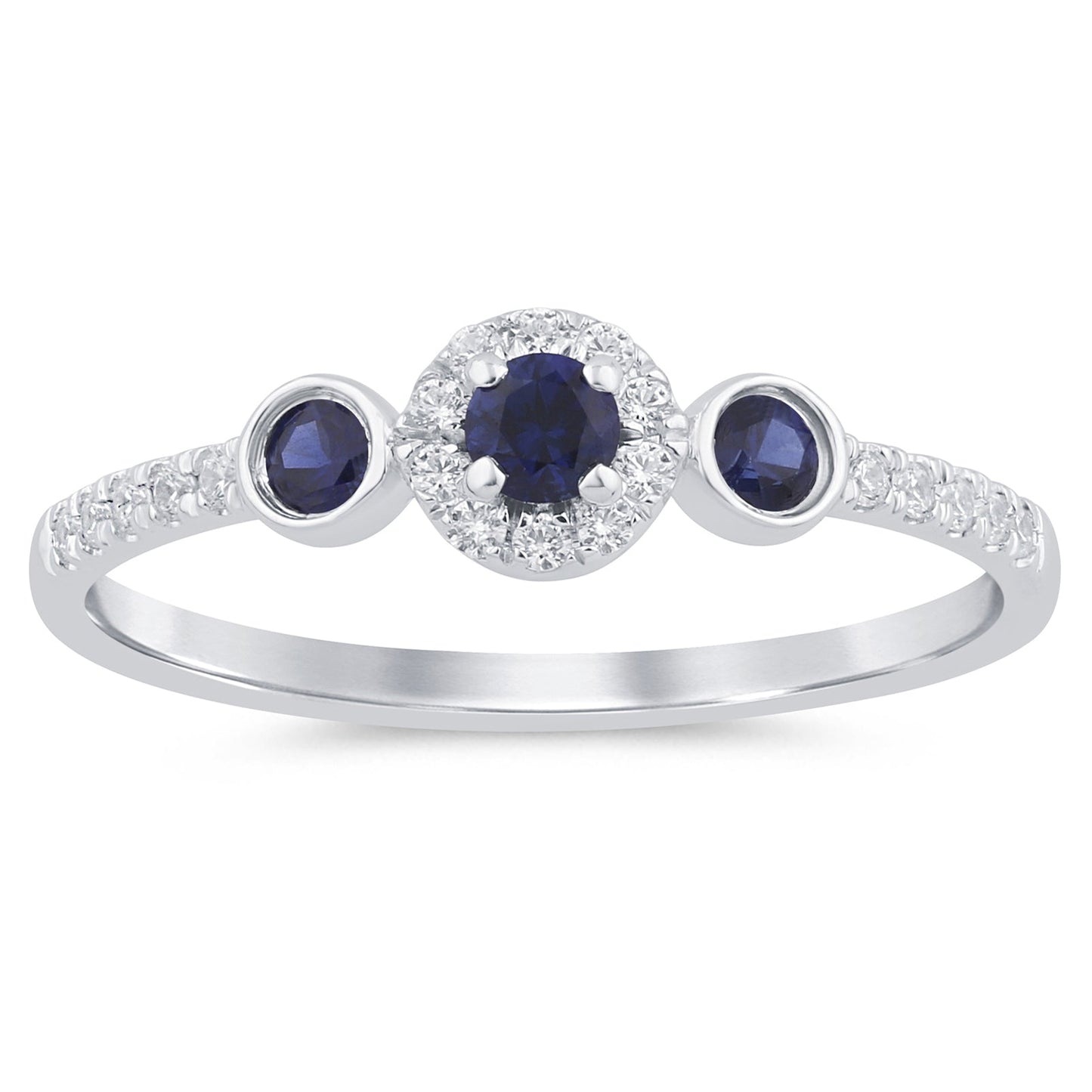 14K White Gold Sapphire and Diamond Ring