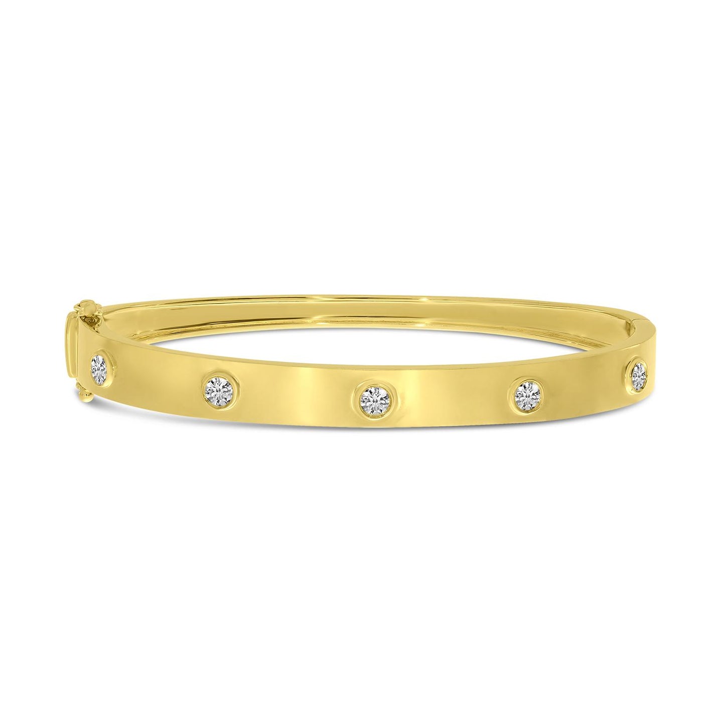 14K Yellow Gold Diamond Stationed Bangle Bracelet