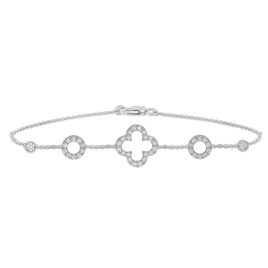 14K Gold Clover Diamond Bracelet