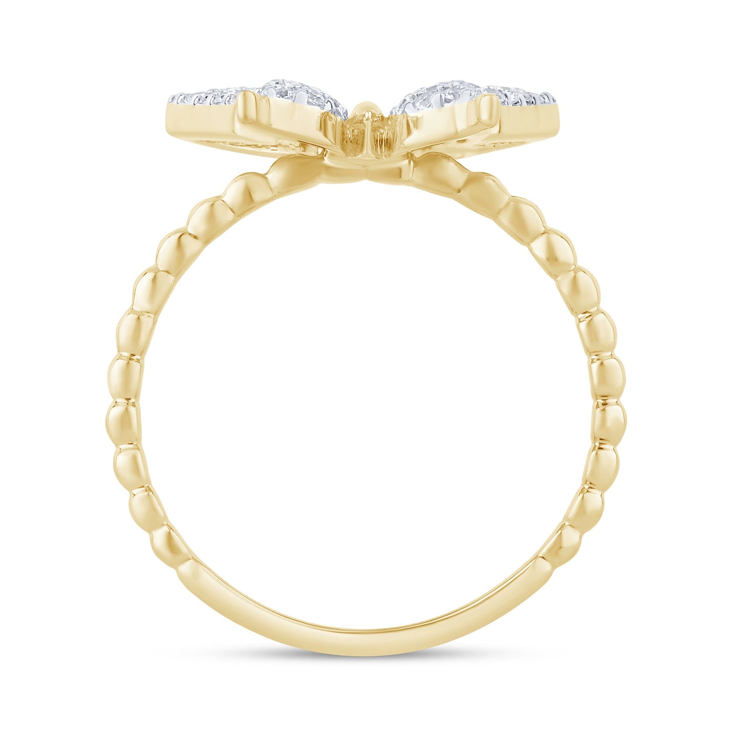 14K Yellow Gold Diamond Butterfly Ring