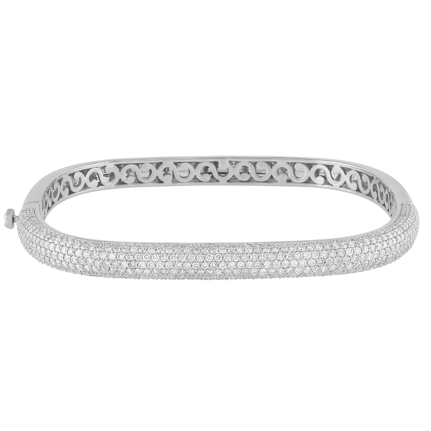 14K Gold Diamond Pave Square Bangle Bracelet