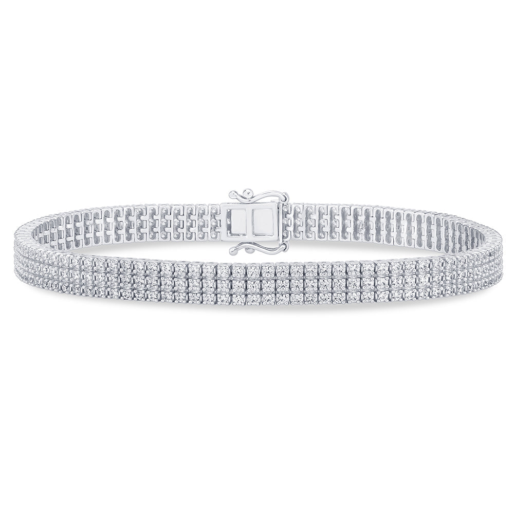 14K White Gold Diamond 3-Layered Bracelet