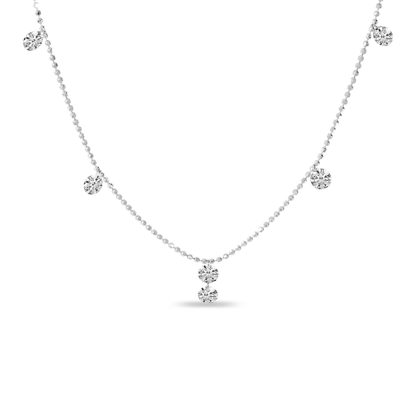 14K White Gold Dashing Diamond Necklace