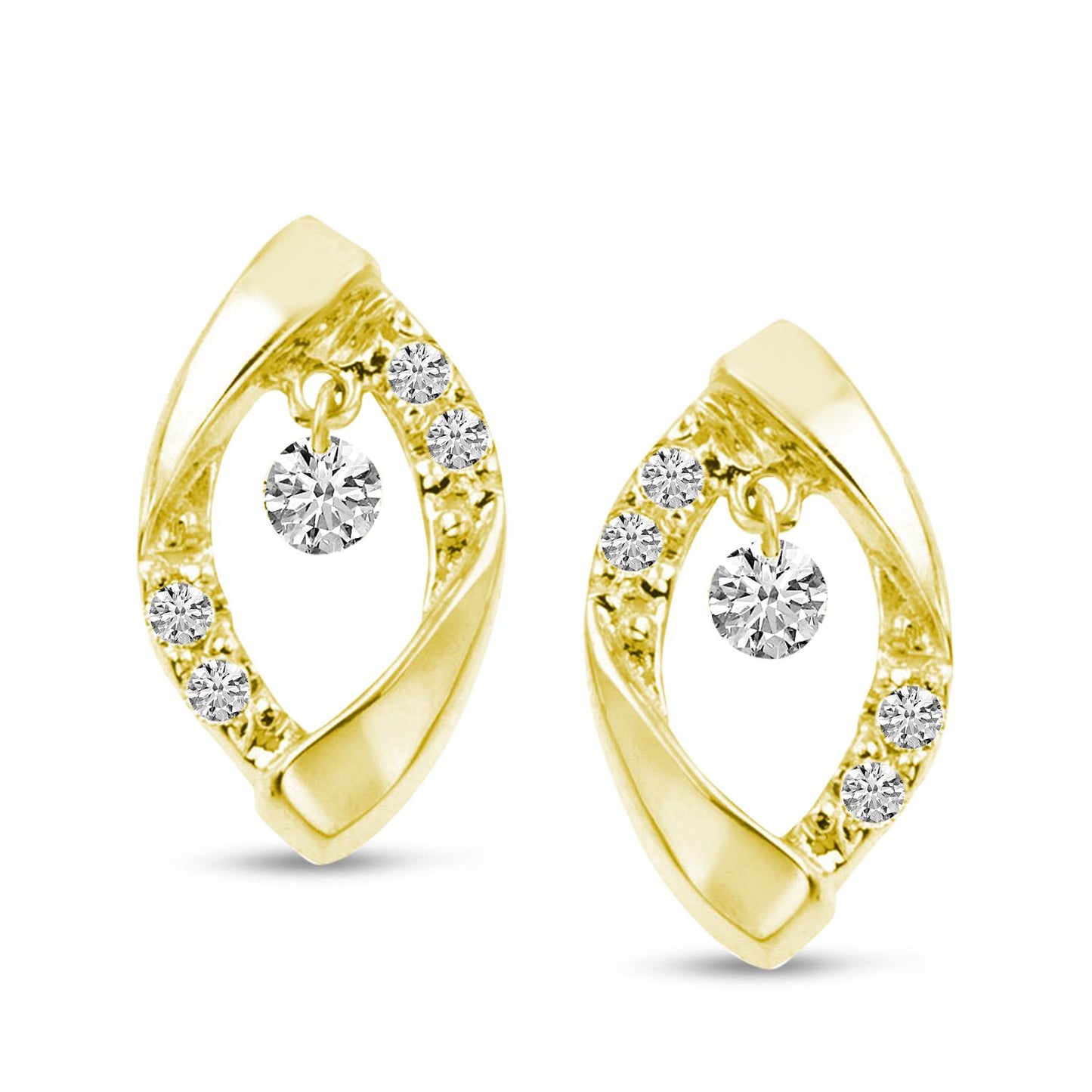 14K Yellow Gold Dashing Diamond Earrings