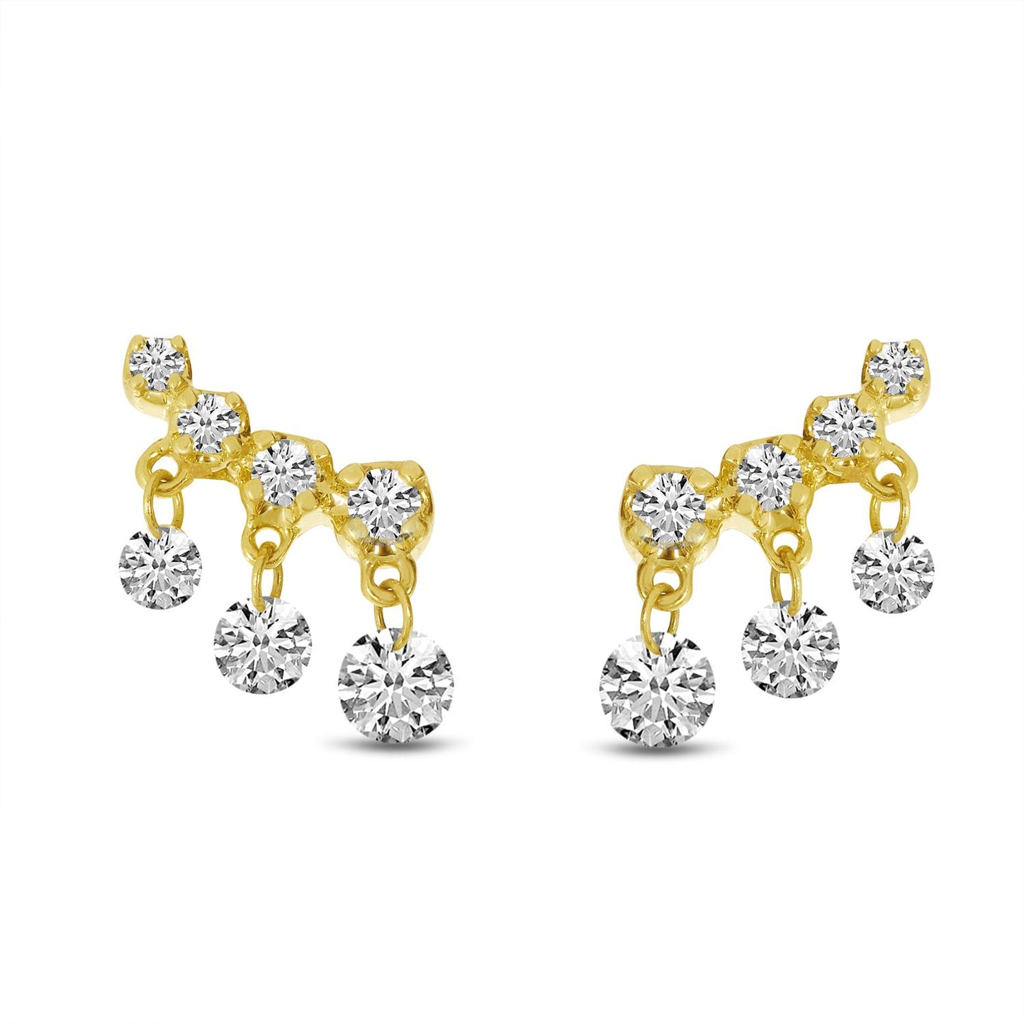 14K Yellow Gold Dashing Diamond Earrings