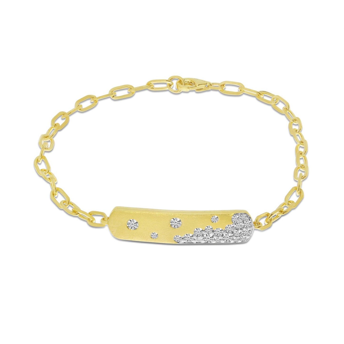 14K Yellow Gold Diamond Scattered Bar Bracelet