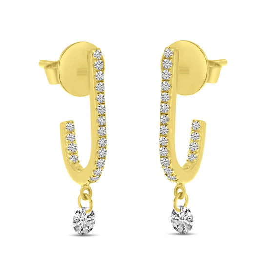14K Gold Dashing Diamond Hook Earrings